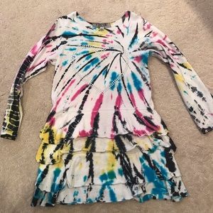 u go girl Colorful Tie-Dye Kids Casual Dress